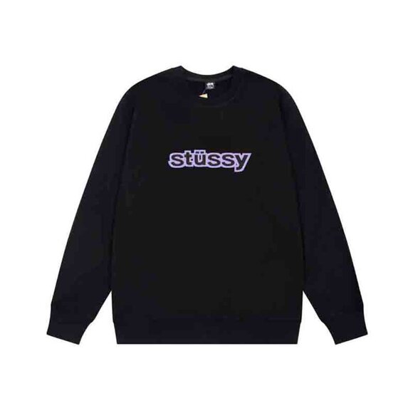Men's Stussy Crew Neck Sweatshirt In Black - Picture 1 of 7